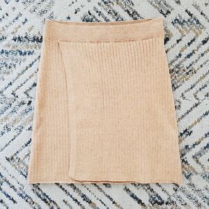 Free People MOD Ribbed Knit Wrap Womens Skirt Caramel SZ S